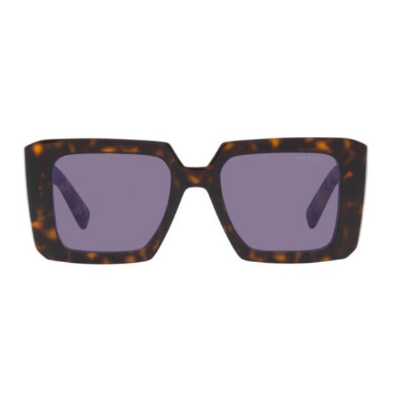 NWT PRADA SUNGLASSES WOMEN SQUARE BROWN HAVANA EYEWEAR PRADA NEW - Picture 2 of 3